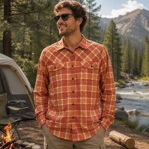 LL Bean Mens Insect Shield Plaid Fishing Hiking Shirt Sz L Long Sleeve Outdoor